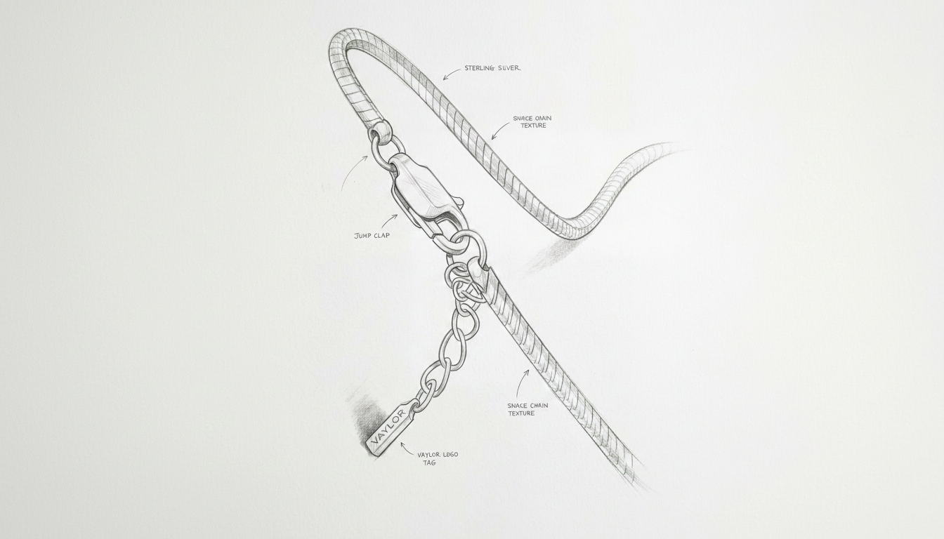 Silver bracelet with chain and clasp on a white background